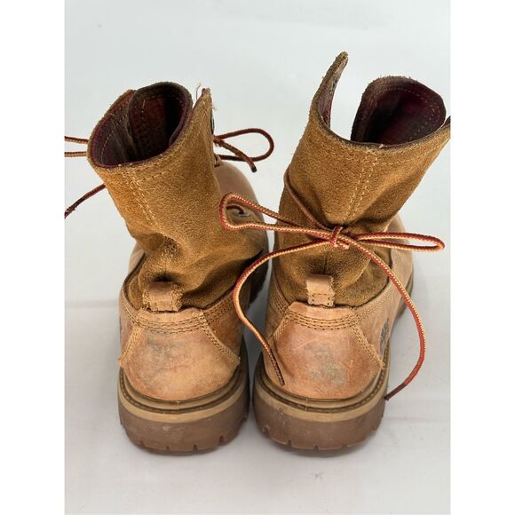 Timberland Work Boots Pendleton Fold Down Women Size 6.5 Tan Red Plaid Flannel - Picture 4 of 9